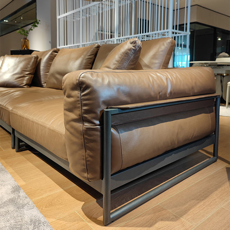 Square Arm Sofa Modern Sofa 38.58" D x 34.64" H Sofa with Pillow