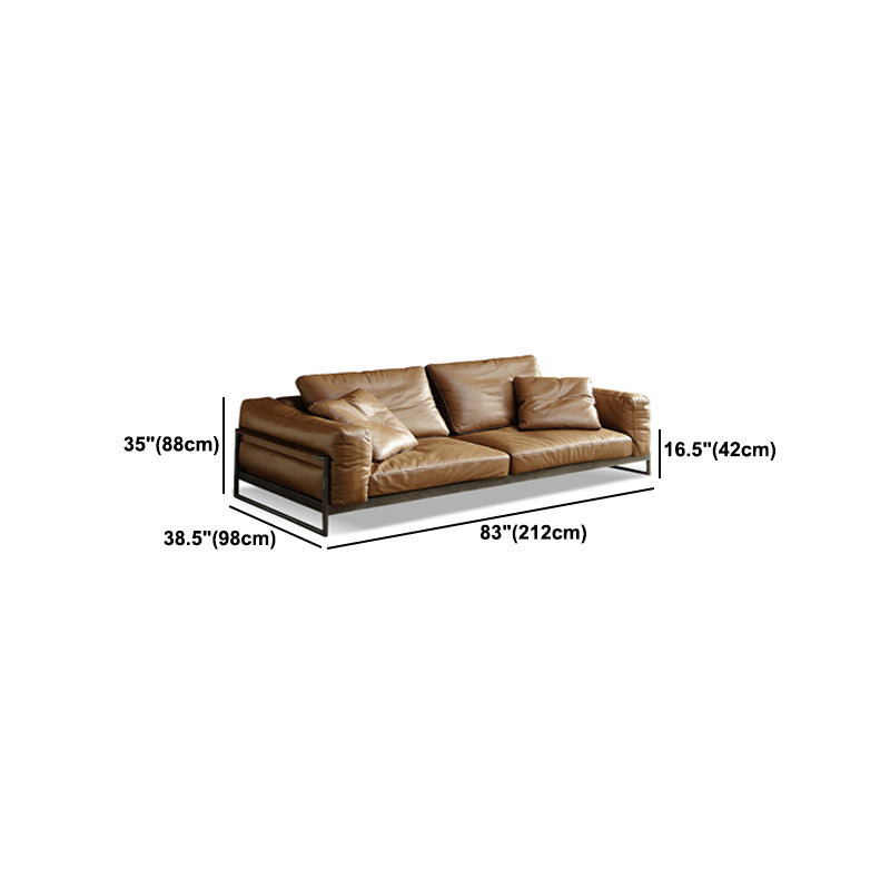 Square Arm Sofa Modern Sofa 38.58" D x 34.64" H Sofa with Pillow