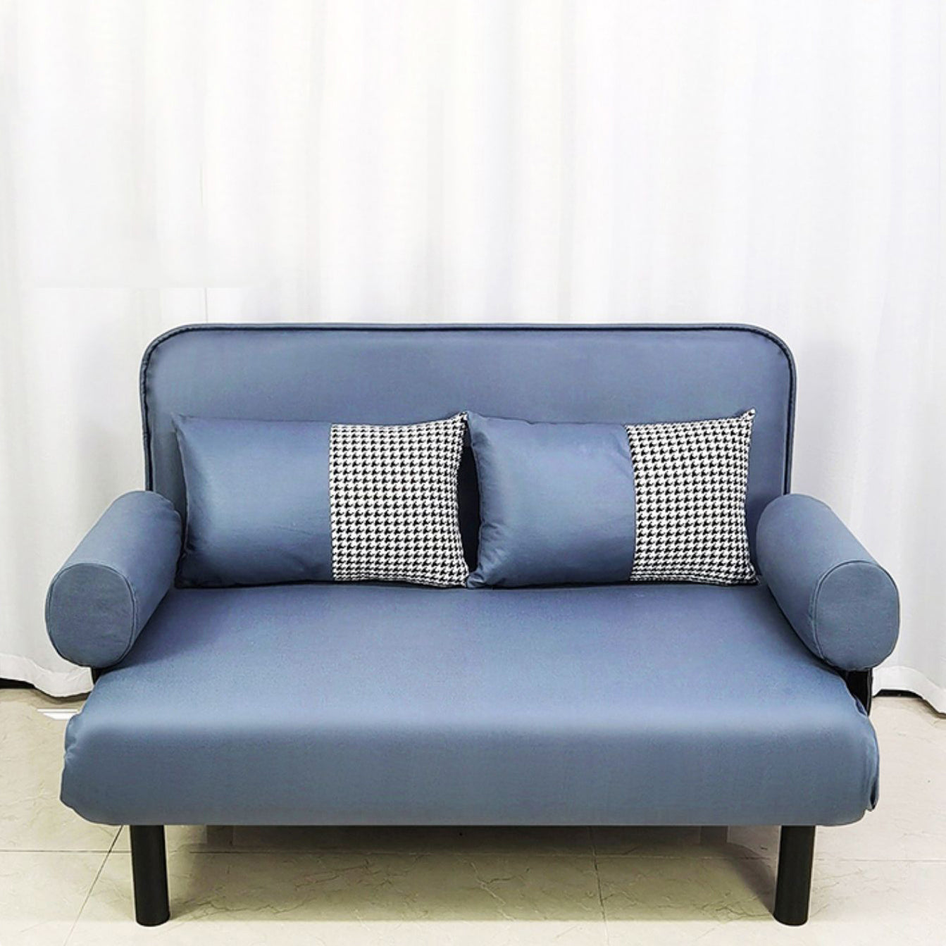 Modern Faux Leather Sofa 28.34" D x 32.28" H Recessed Arm Sofa