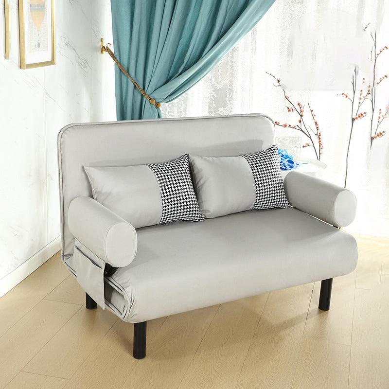 Modern Faux Leather Sofa 28.34" D x 32.28" H Recessed Arm Sofa