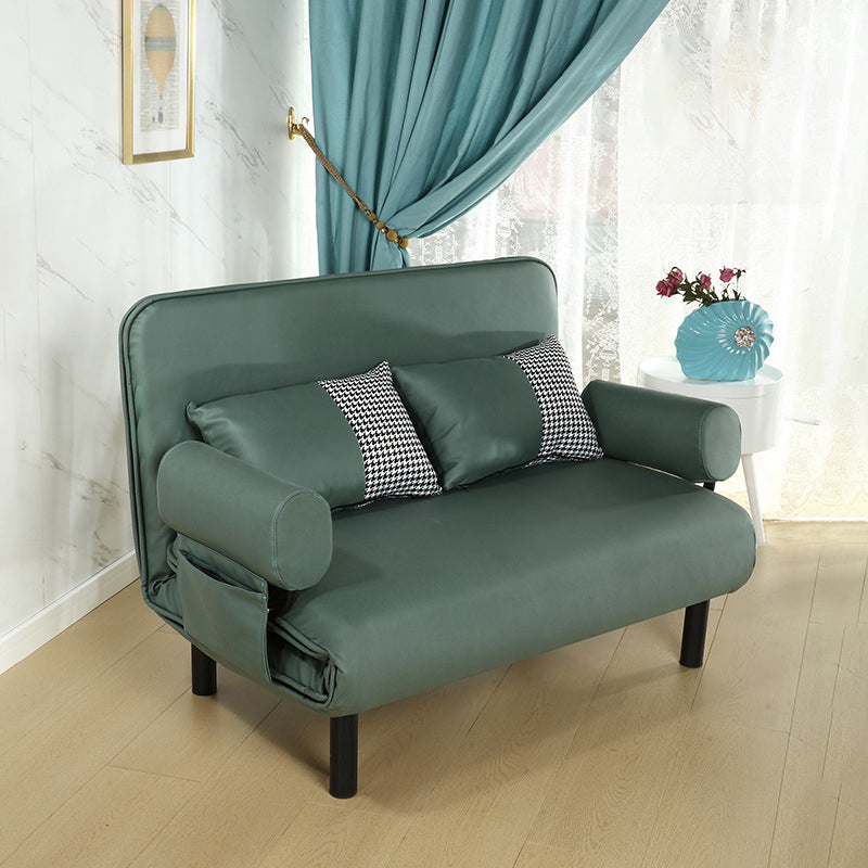 Modern Faux Leather Sofa 28.34" D x 32.28" H Recessed Arm Sofa