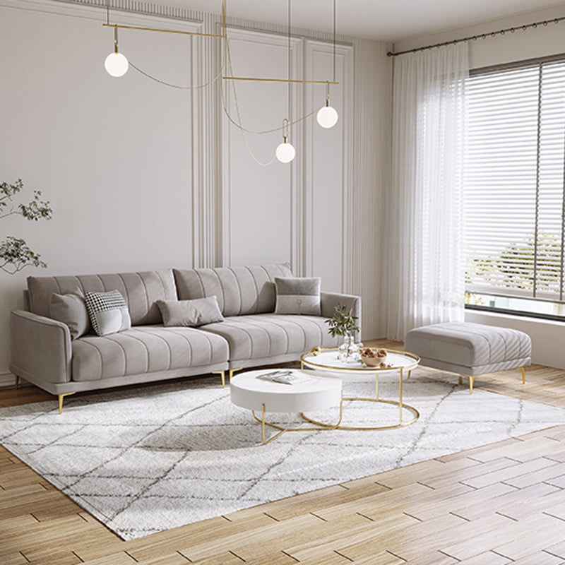 Contemporary Square Standard Arm Settee Couch with Pillows in Grey
