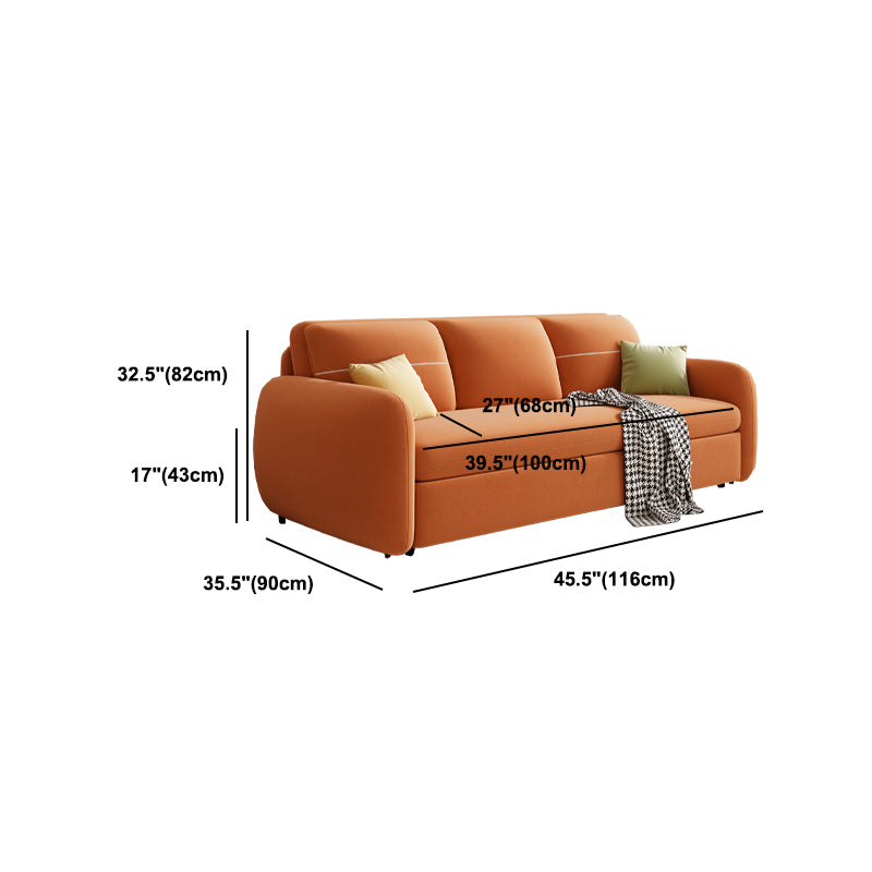 Contemporary Square Arm Convertible Bed Sofa Couch with Pillows