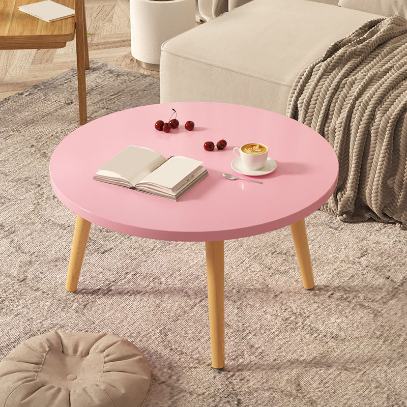 Modern Round Wooden 4 Legs Coffee Table Beige/Black/White Cocktail Table