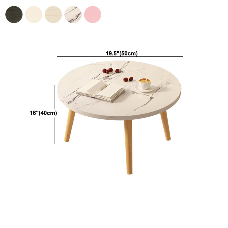 Modern Round Wooden 4 Legs Coffee Table Beige/Black/White Cocktail Table