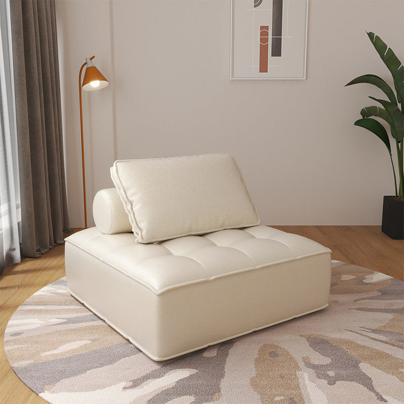 Pillow Back Armless Chair with Solid Wood Frame Accent Chair for Apartment