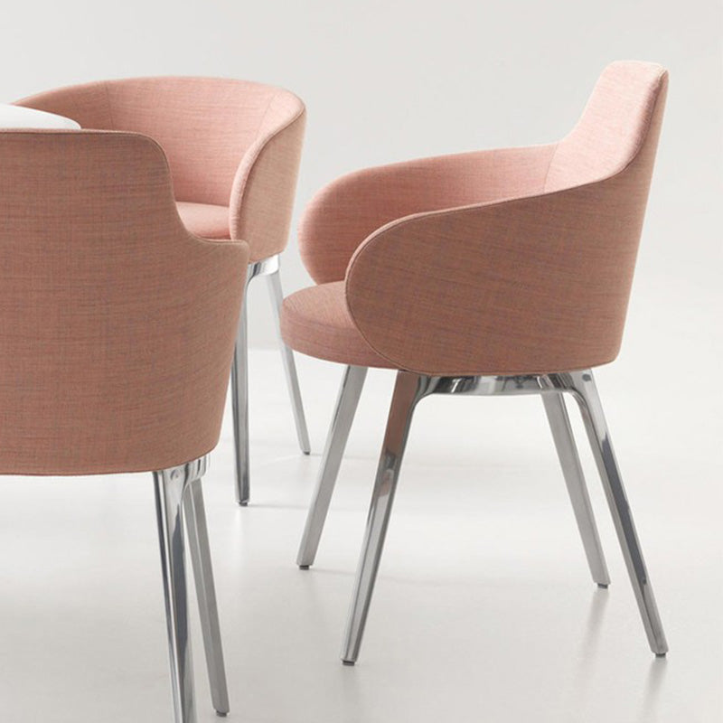 Fixed Back Round Arms Basic Four Leg with Fabric Seat Arms Included Barrel Chair