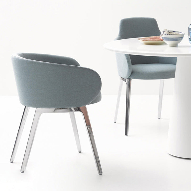 Fixed Back Round Arms Basic Four Leg with Fabric Seat Arms Included Barrel Chair