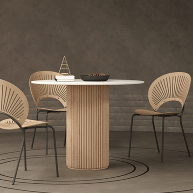 29.5"H Modern Wood Base Wood/Slate Top Round Table Top Coffee Table