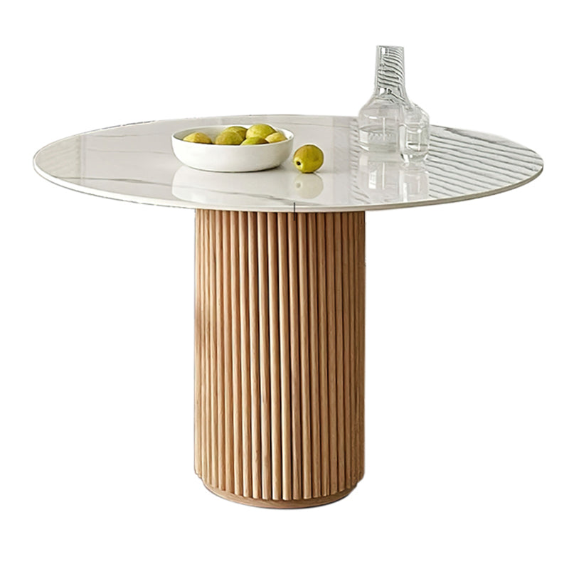 29.5"H Modern Wood Base Wood/Slate Top Round Table Top Coffee Table