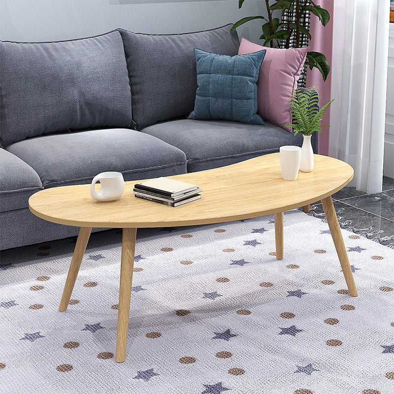 15.7"H Modern 4 Legs Wood Base White/Pink/Natural Irregular Top Coffee Table