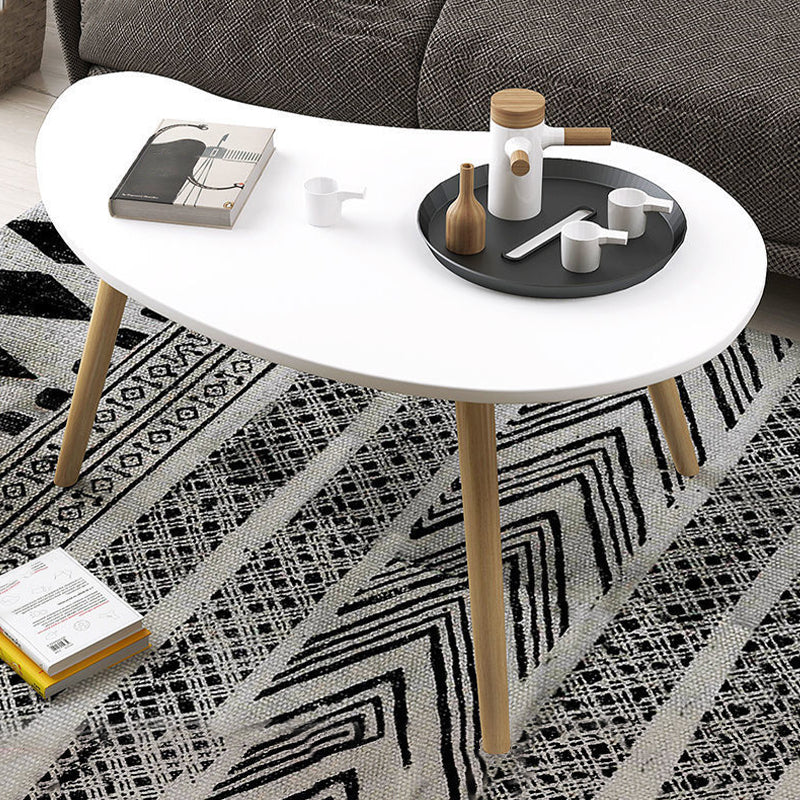 15.7"H Modern 4 Legs Wood Base White/Pink/Natural Irregular Top Coffee Table