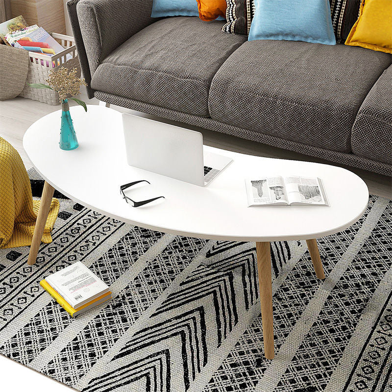 15.7"H Modern 4 Legs Wood Base White/Pink/Natural Irregular Top Coffee Table