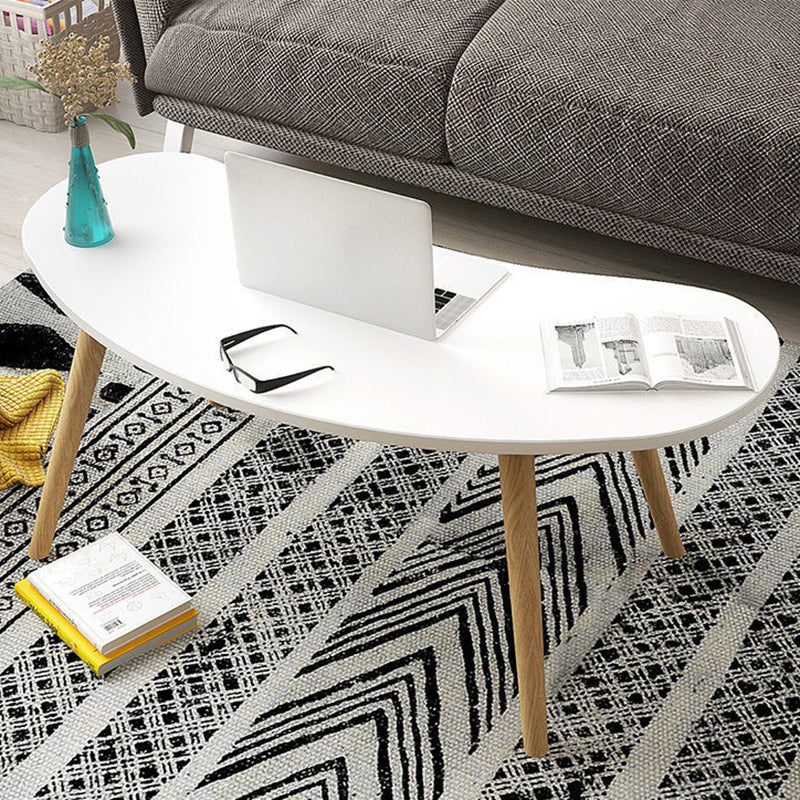 15.7"H Modern 4 Legs Wood Base White/Pink/Natural Irregular Top Coffee Table