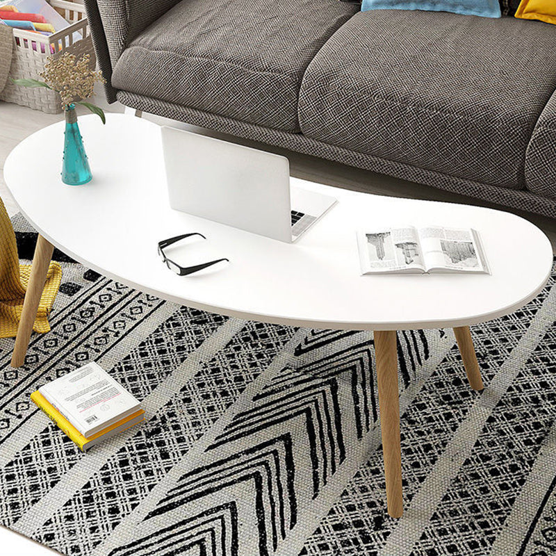 15.7"H Modern 4 Legs Wood Base White/Pink/Natural Irregular Top Coffee Table