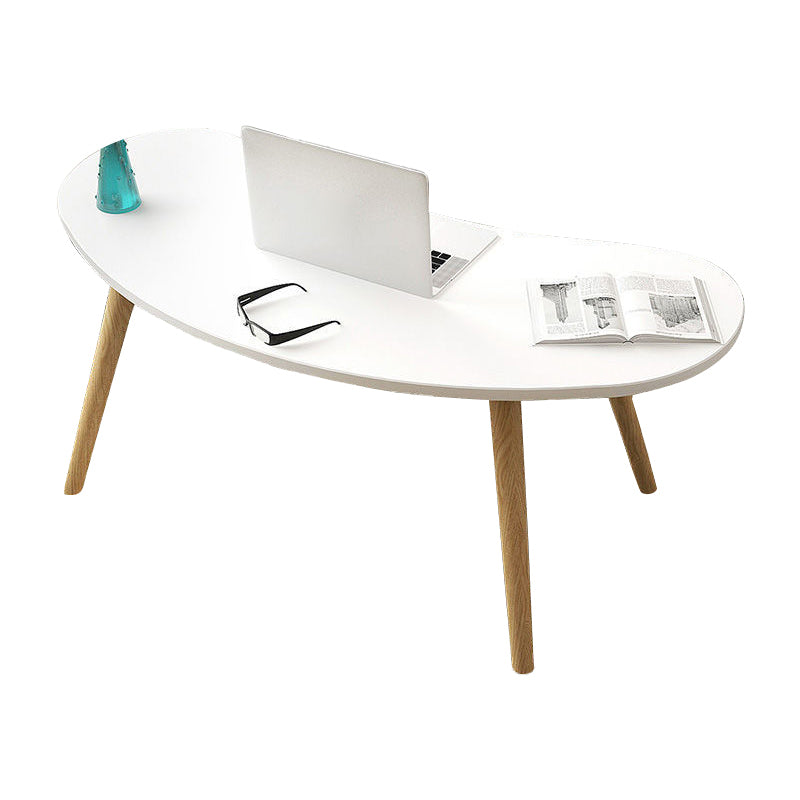 15.7"H Modern 4 Legs Wood Base White/Pink/Natural Irregular Top Coffee Table