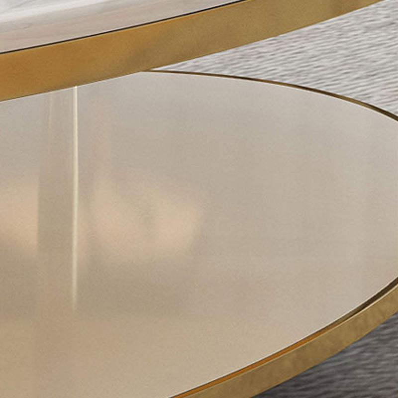 16.5" H Modern 4 Leg Steel Base Marble Oval Top Coffee Table