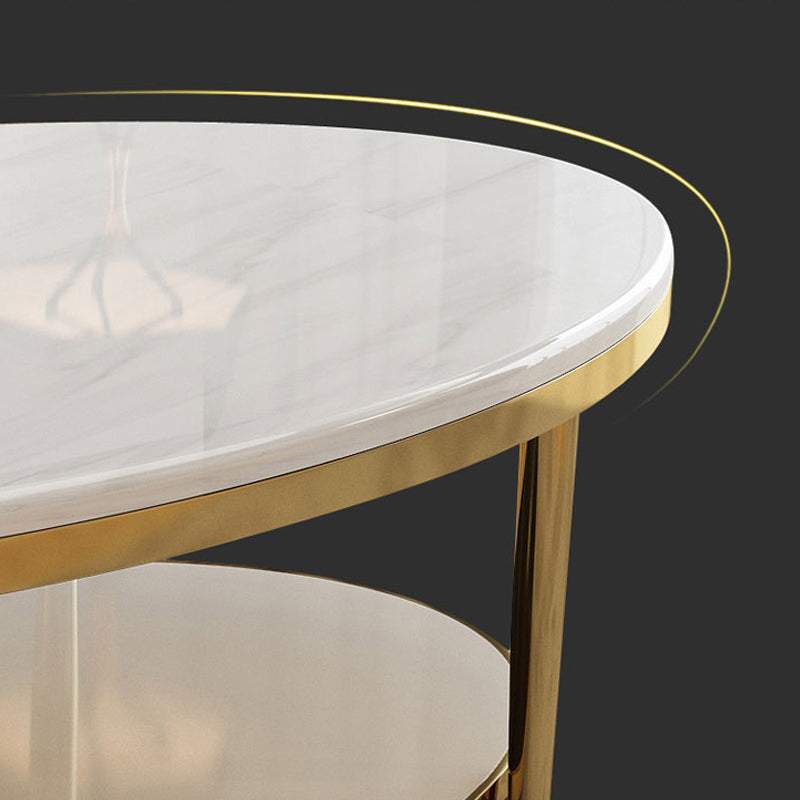 16.5" H Modern 4 Leg Steel Base Marble Oval Top Coffee Table