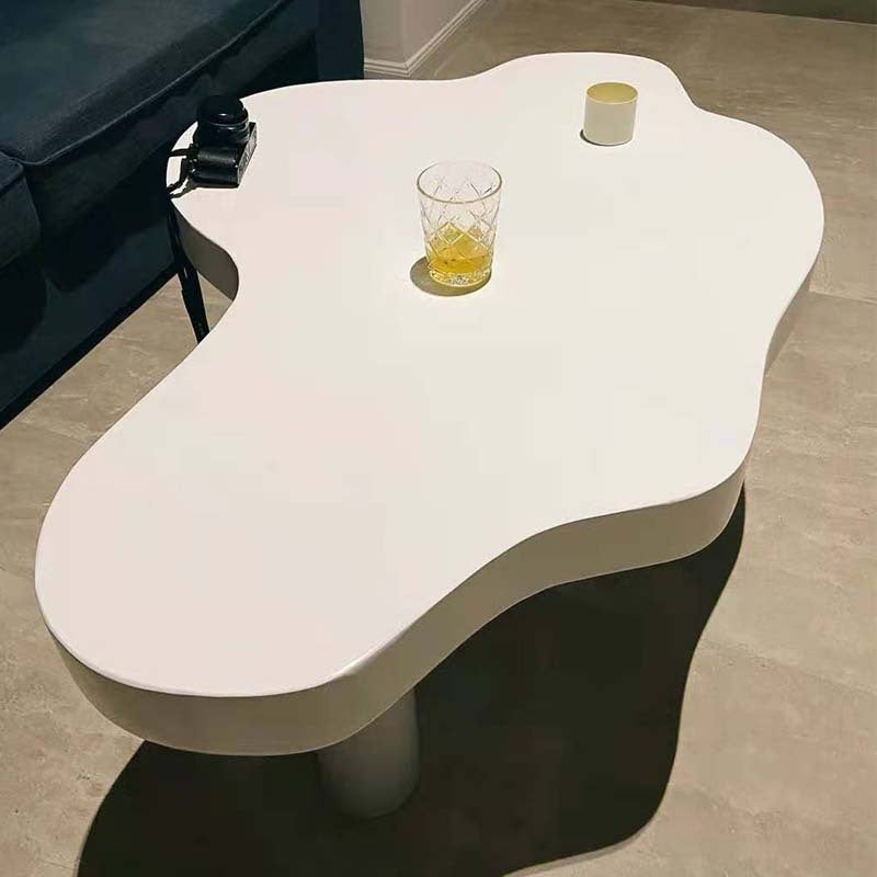 15.7"H Modern Style Wooden 3-leg Base Irregular Solid Color Coffee Table
