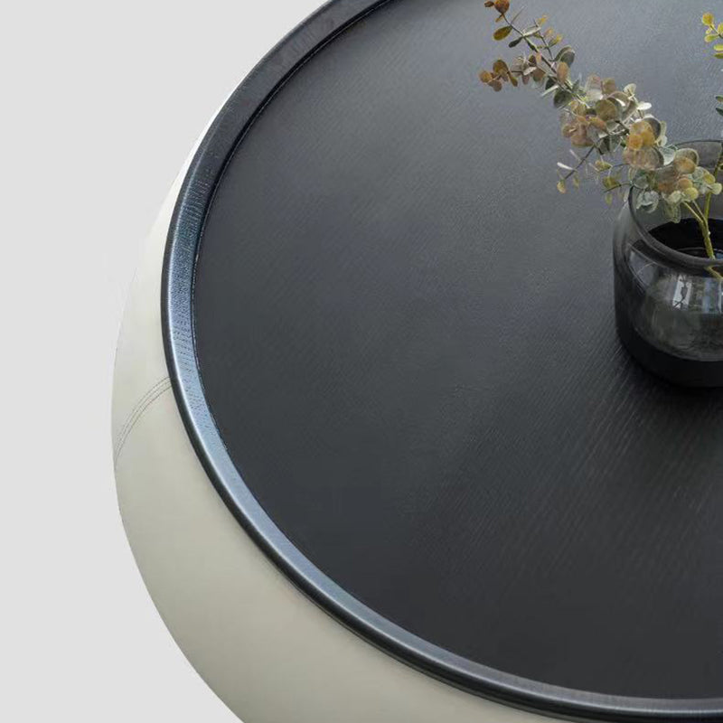 Modern Green/Orange/White Wood Round Pedestal Coffee Table with Storage