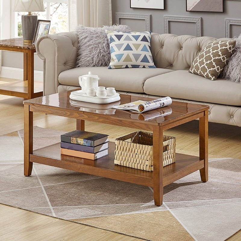 Nordic Rectangular Coffee Table Shelf Included Wood Cocktail Table -19.7"