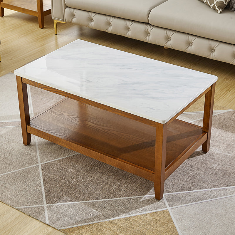 Nordic Rectangular Coffee Table Shelf Included Wood Cocktail Table -19.7"