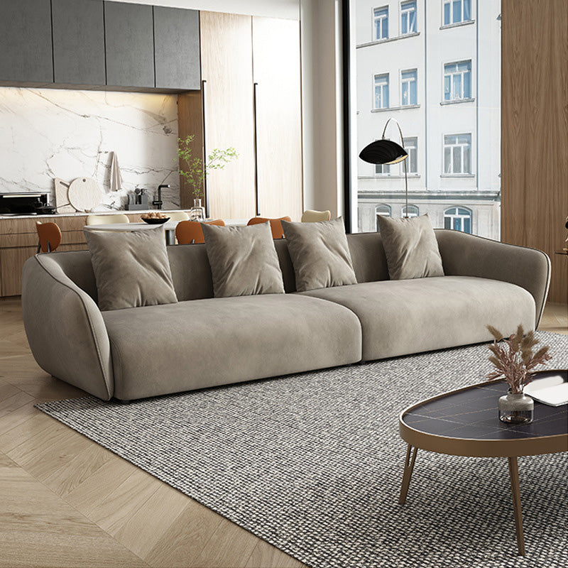 Velvet Sectional/sofa with Pillow Back and Sloped Arms for Apartment
