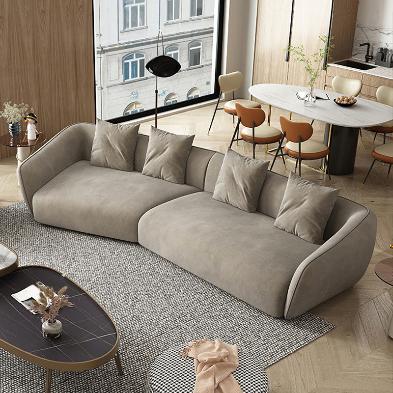 Velvet Sectional/sofa with Pillow Back and Sloped Arms for Apartment
