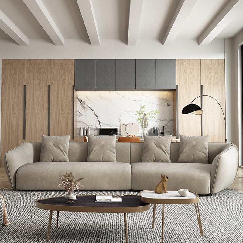 Velvet Sectional/sofa with Pillow Back and Sloped Arms for Apartment