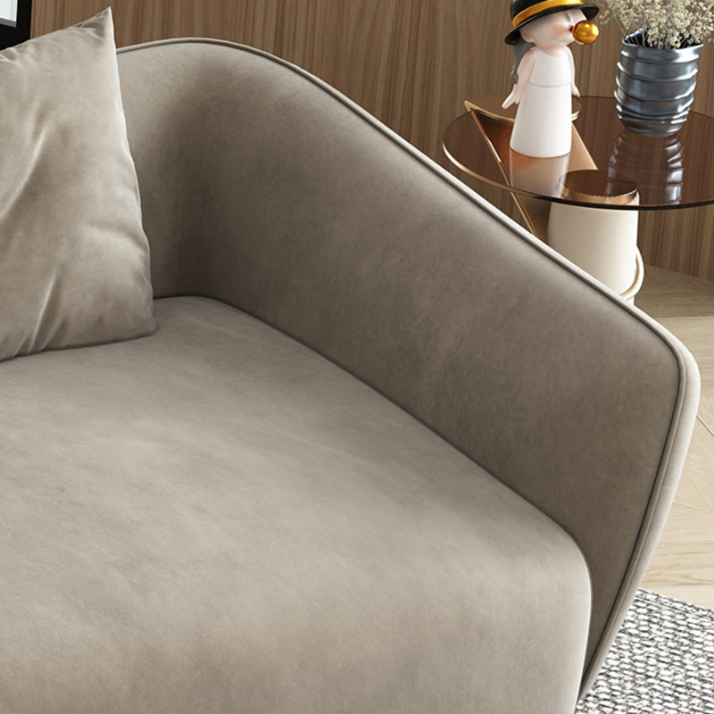 Velvet Sectional/sofa with Pillow Back and Sloped Arms for Apartment