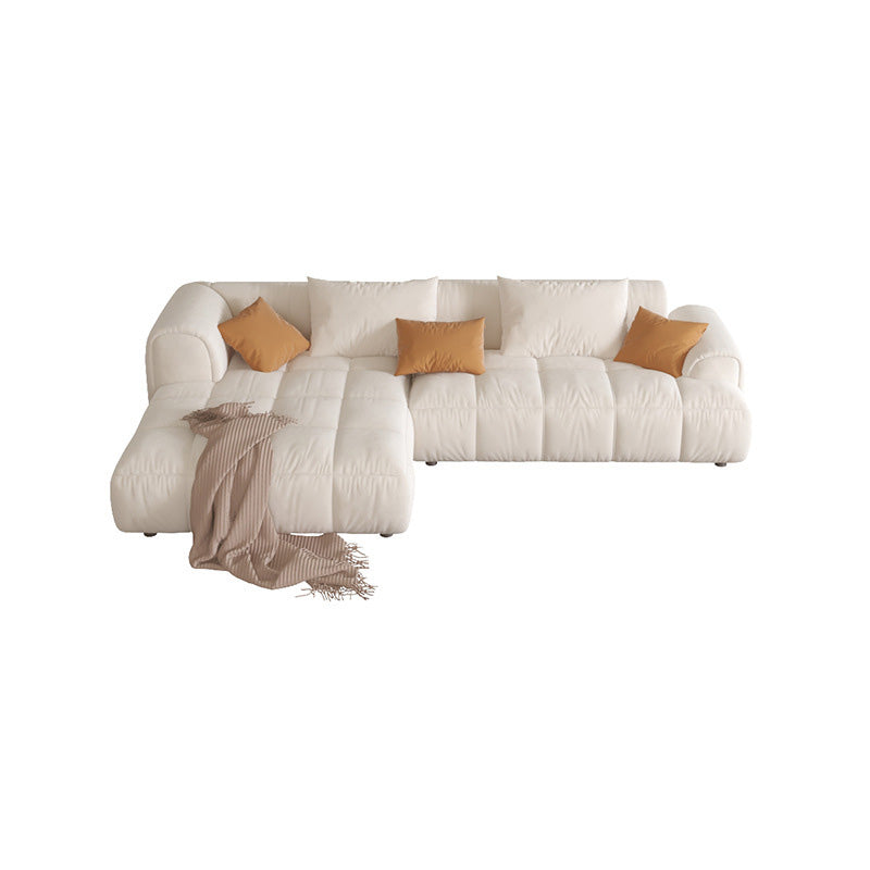 L-Shape Velvet Sectional with Recessed Arm and Pillow Back for Apartment