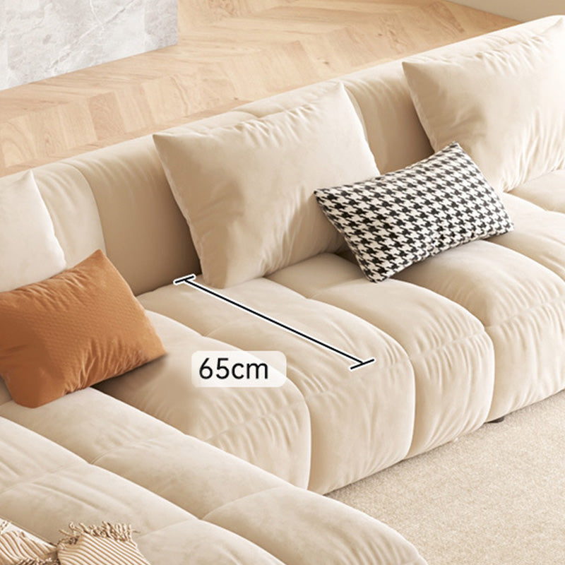 L-Shape Velvet Sectional with Recessed Arm and Pillow Back for Apartment