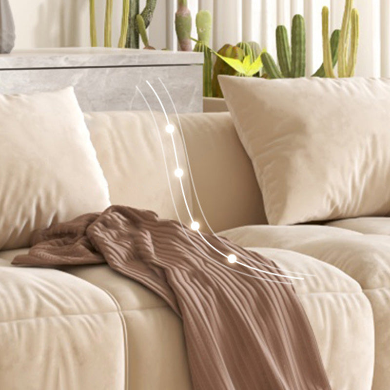 L-Shape Velvet Sectional with Recessed Arm and Pillow Back for Apartment