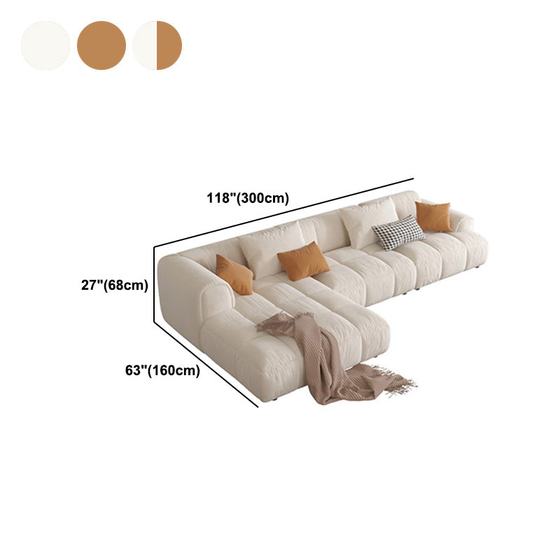 L-Shape Velvet Sectional with Recessed Arm and Pillow Back for Apartment