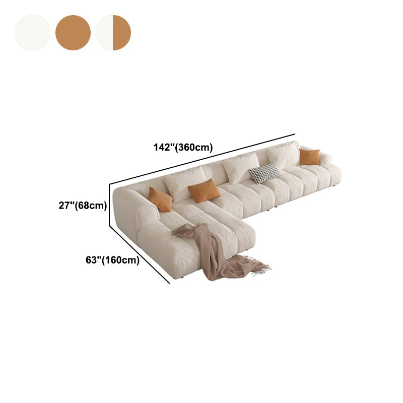 L-Shape Velvet Sectional with Recessed Arm and Pillow Back for Apartment