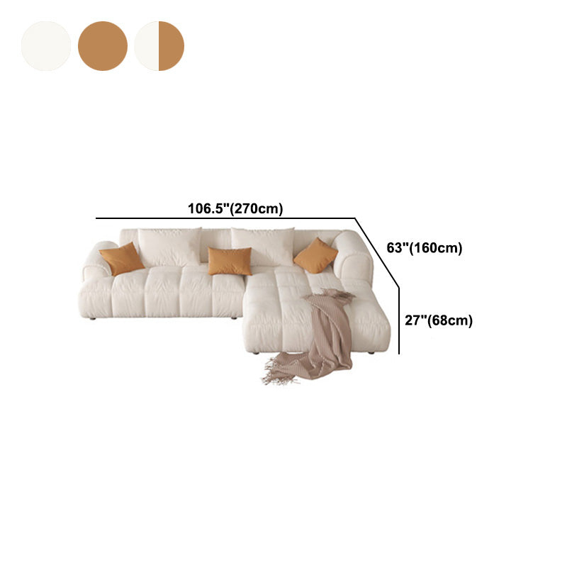 L-Shape Velvet Sectional with Recessed Arm and Pillow Back for Apartment