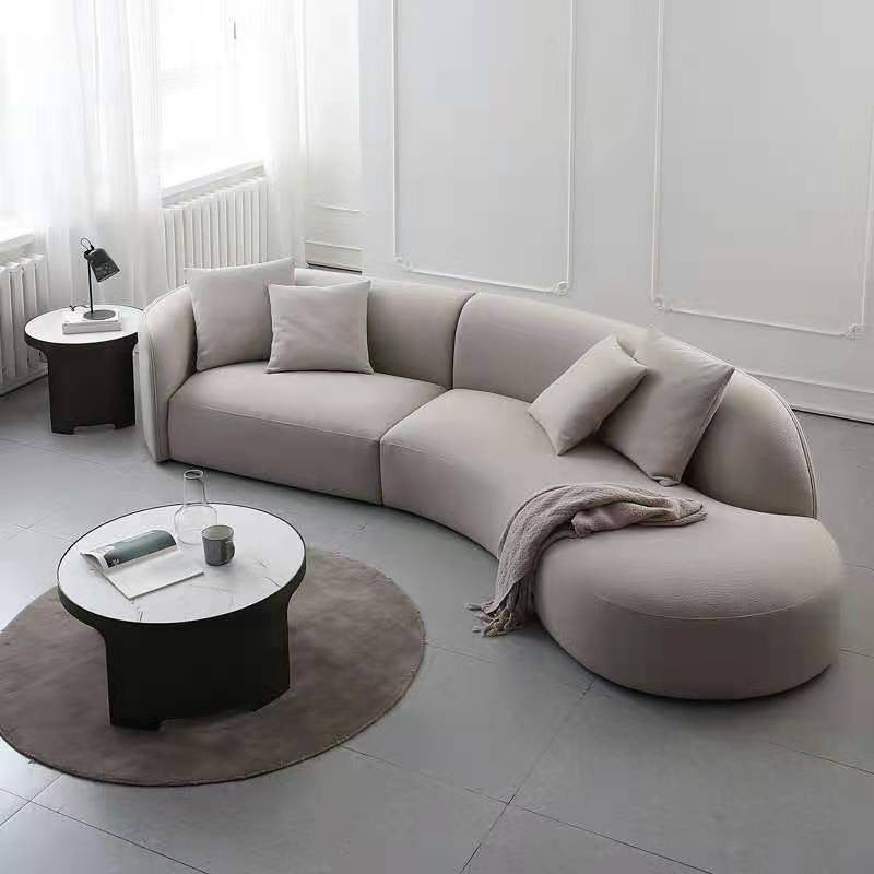 Scandinavian Beige Curved Sectional for Apartment and Living Room