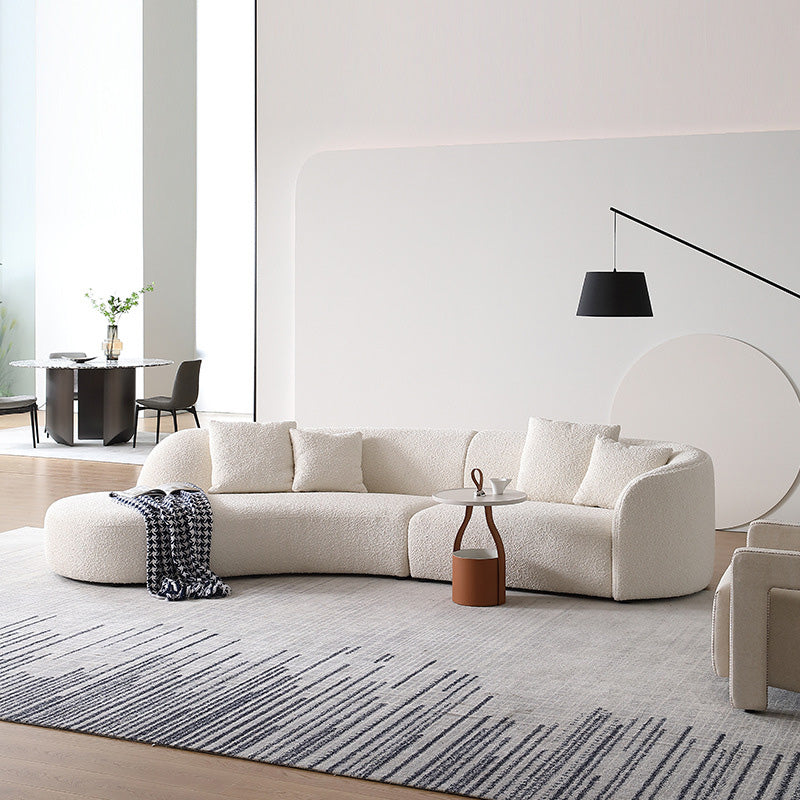 Scandinavian Beige Curved Sectional for Apartment and Living Room
