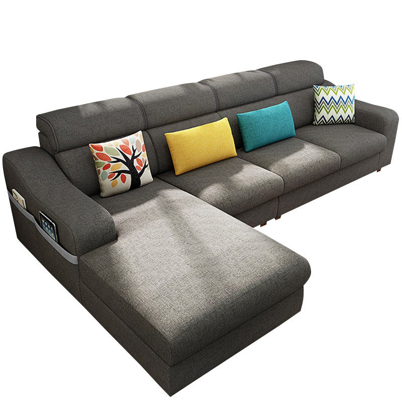 Sloped Arms Sofa Modular L-Shape Furniture Sectionals with Storage