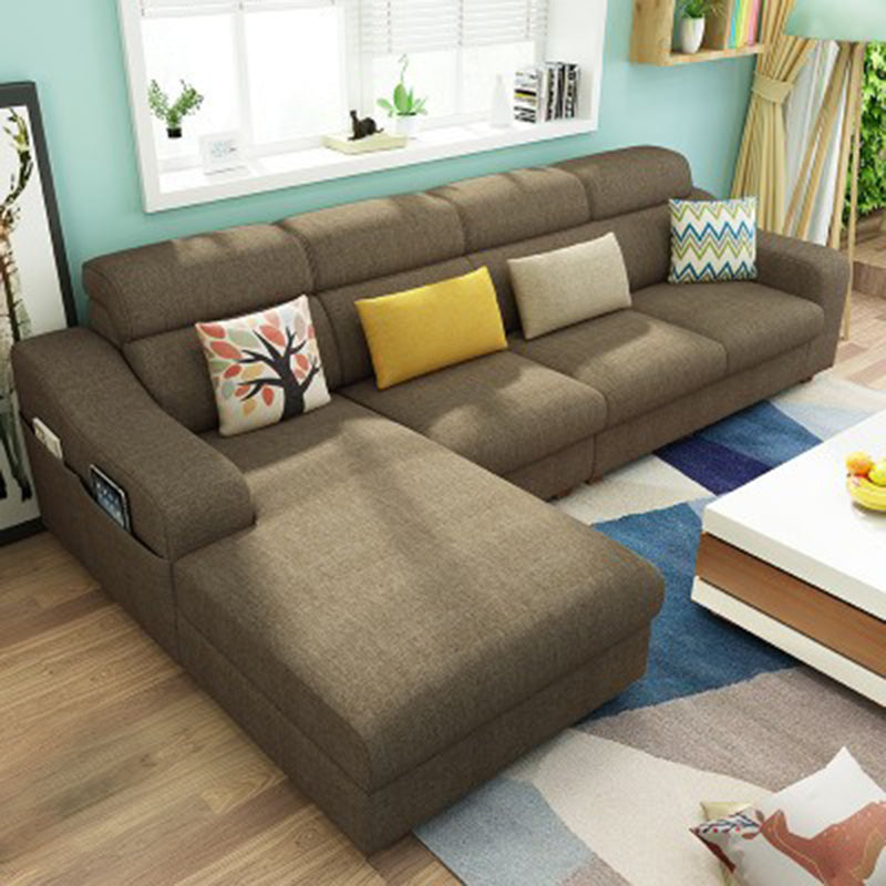 Sloped Arms Sofa Modular L-Shape Furniture Sectionals with Storage