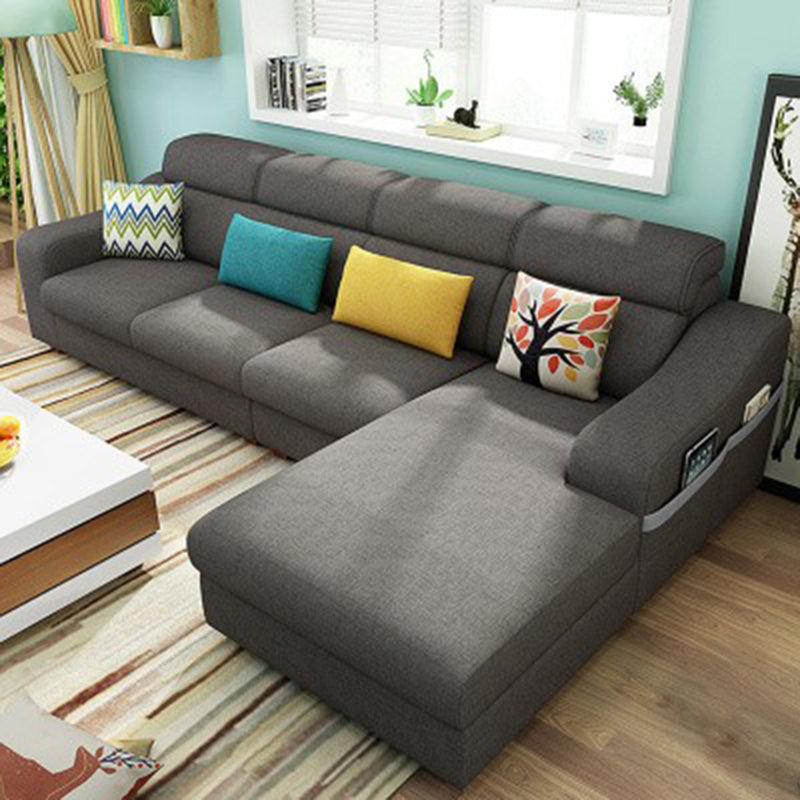 Sloped Arms Sofa Modular L-Shape Furniture Sectionals with Storage