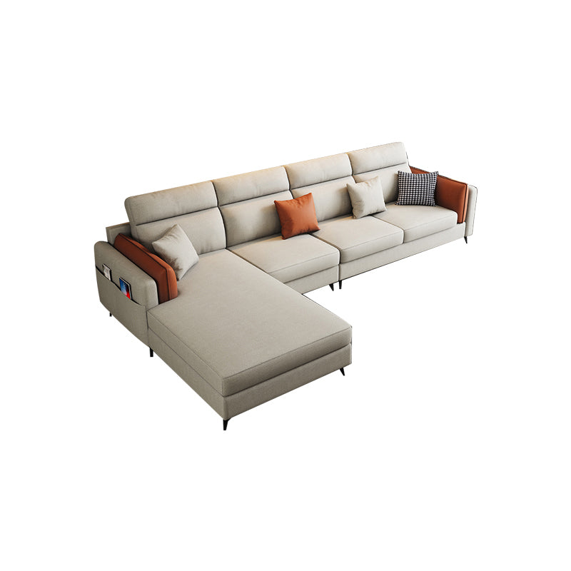 Pillow Arms Sectional Contemporary Stain-Resistant Faux Leather 4-Seater Sofa