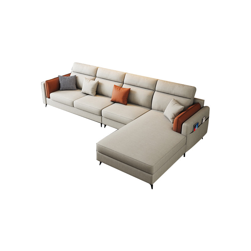 Pillow Arms Sectional Contemporary Stain-Resistant Faux Leather 4-Seater Sofa