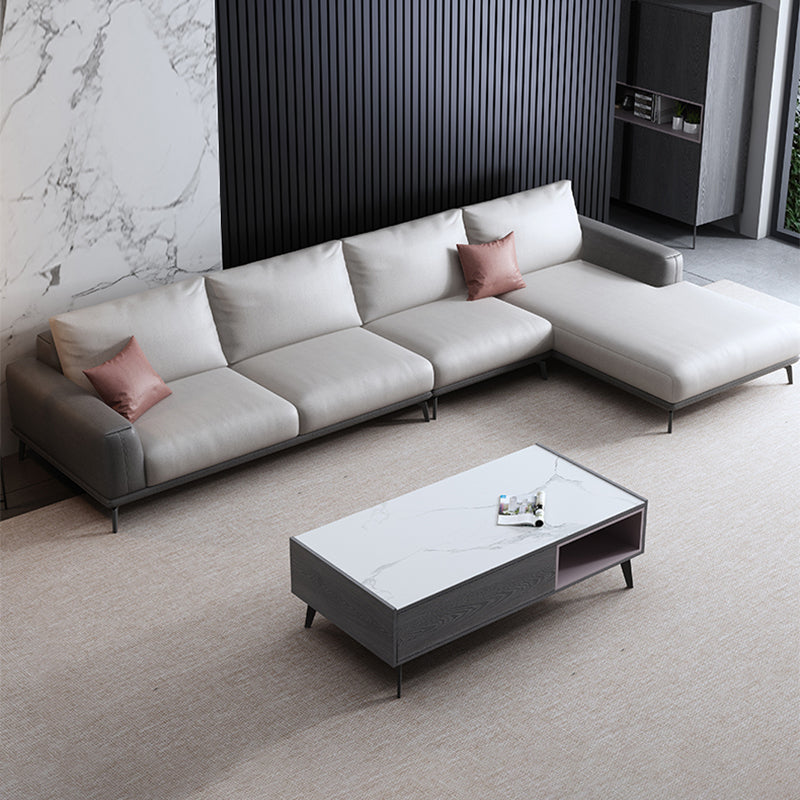 Faux Leather Sectionals/Sofa with Square Arm for Living Room