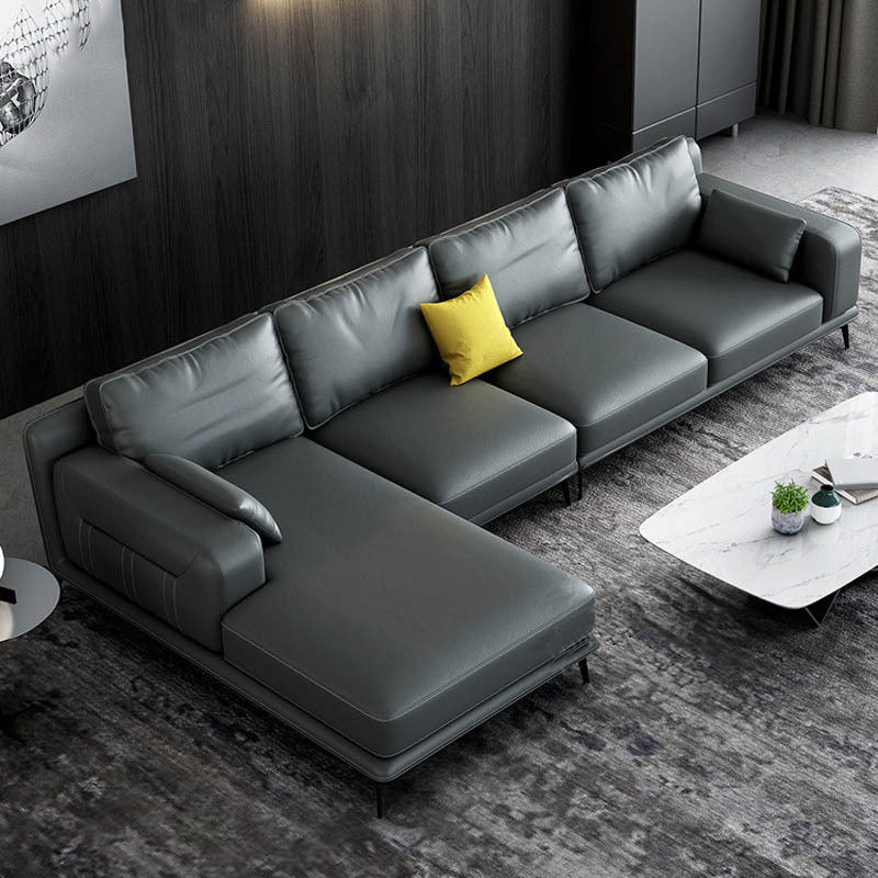 Gorgeous Style Sectional with Pillow Back Grey/beige/black Latex Padded Sofa