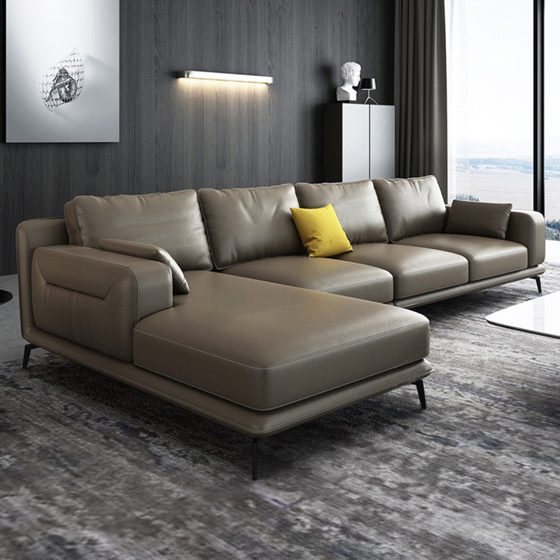Gorgeous Style Sectional with Pillow Back Grey/beige/black Latex Padded Sofa