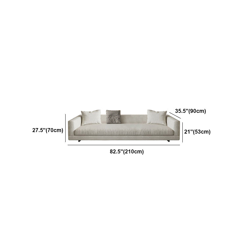 Flannelette Sectional Square Armrest Latex/down Upholstery Filled White Sofa