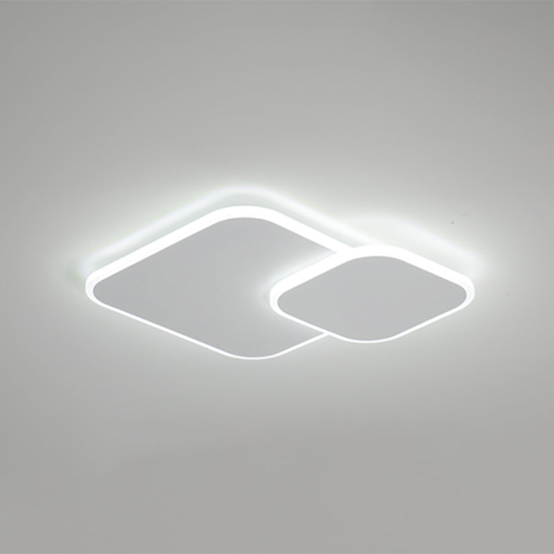 Square Ceiling Fixtures Modern Style Metal 2 Light Ceiling Mounted Lights in White