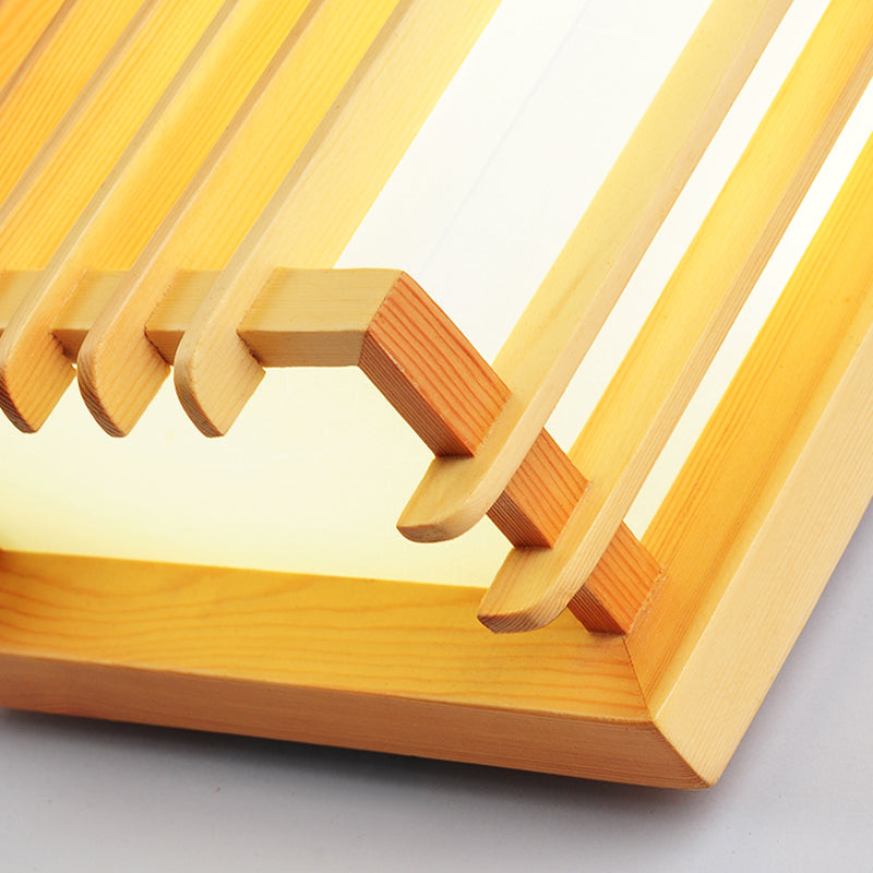 Japanese Style Wooden Wall Light Cuboid LED Wall Lamp with PVC Shade for Living Room