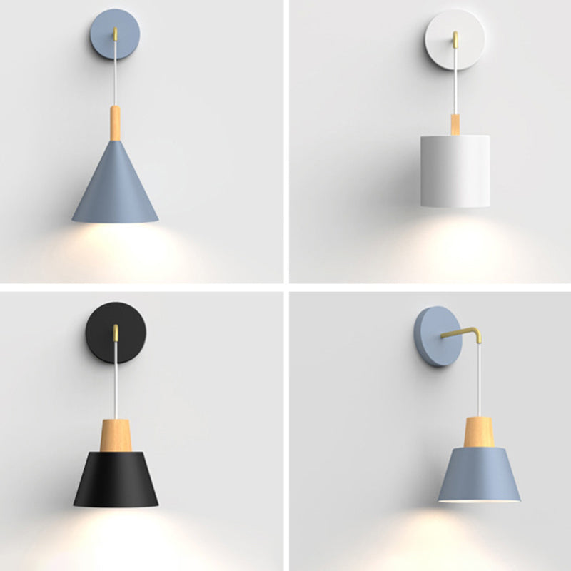Modern Style Wall Light Fixture Creative Wooden Geometric Wall Light Sconce for Bedroom
